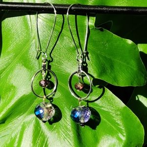 Handmade Beautiful Sparkly Faceted Dangle Glass Bead Earrings